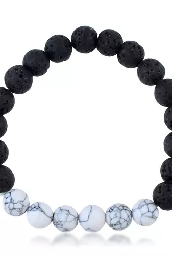 Black lava stone & howlite beads bracelet