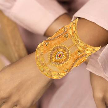 Brass gold plated arm cuff traditional jewellery women 4