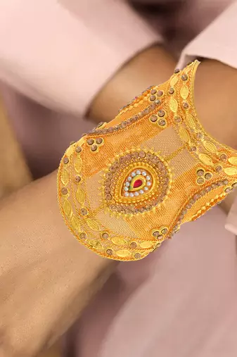 Brass gold plated arm cuff traditional jewellery women