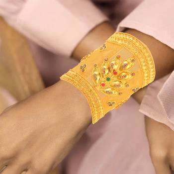 Brass gold plated arm cuff traditional jewellery women 2