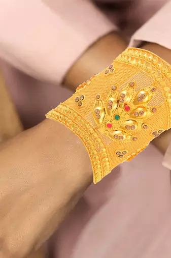 Brass gold plated arm cuff traditional jewellery women