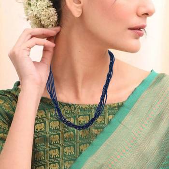 Imitation black diamond multi strand necklace for women 5
