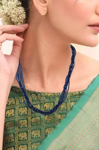 Imitation black diamond multi strand necklace for women