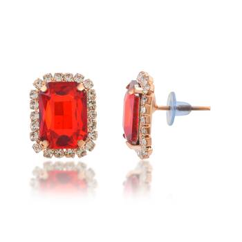Rose gold ruby crystal necklace set women 2