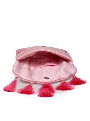 boho pink abstract embellished satin sling bag 7