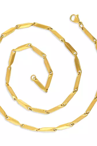 Micron gold 4mm thick rice chain unisex