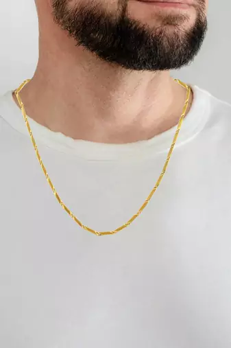 Micron gold 4mm thick rice chain unisex