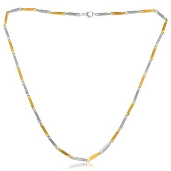 Dual tone 4mm thick rice chain necklace men women 1
