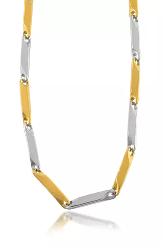 Dual tone 4mm thick rice chain necklace men women