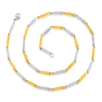 Dual tone 4mm thick rice chain necklace men women 3