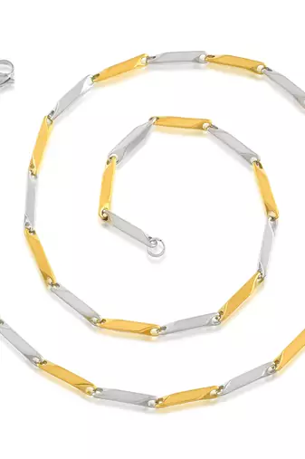 Dual tone 4mm thick rice chain necklace men women