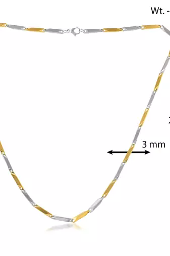 Dual tone 4mm thick rice chain necklace men women