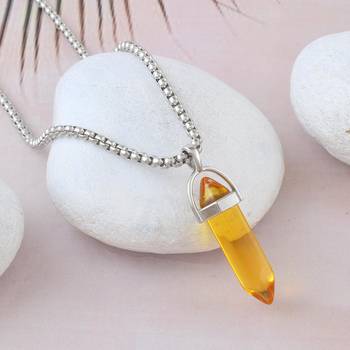 Yellow quartz pencil shaped pendant 1