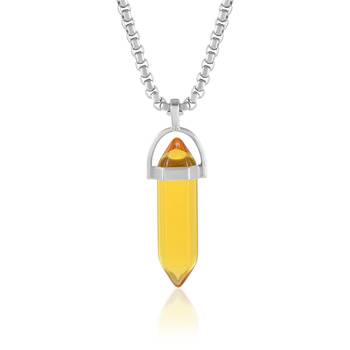 Yellow quartz pencil shaped pendant 2
