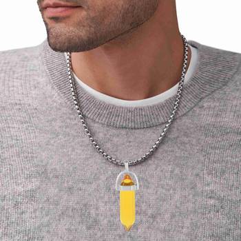 Yellow quartz pencil shaped pendant 4