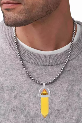 Yellow quartz pencil shaped pendant