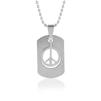 Stainless steel cut out peace pendant 1
