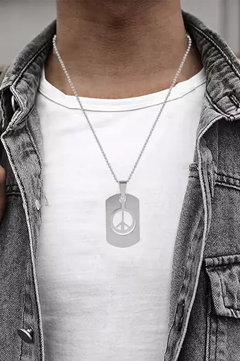 Stainless steel cut out peace pendant
