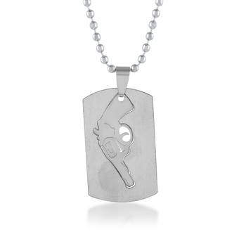 Stainless steel gun cut out pendant 1