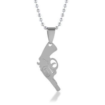 Stainless steel gun cut out pendant 3