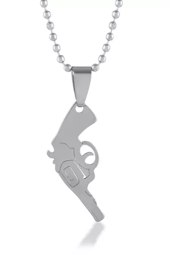Stainless steel gun cut out pendant
