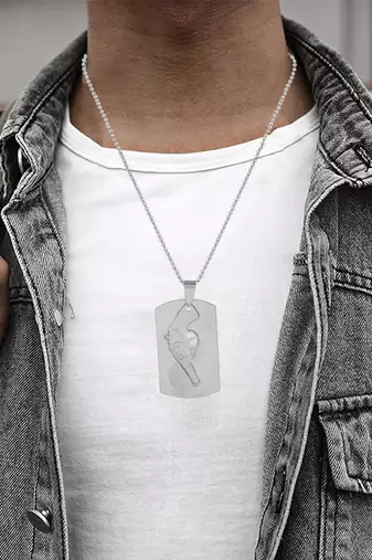 Stainless steel gun cut out pendant