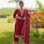 Women's Red Heavy Chinon Suit With Sequence Embroidered Work