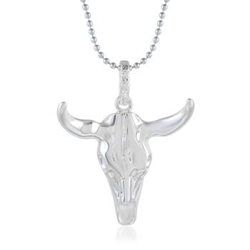 Brass silver plated bull head pendant men free size 1