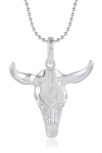Brass silver plated bull head pendant men free size