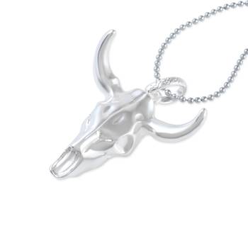 Brass silver plated bull head pendant men free size 2