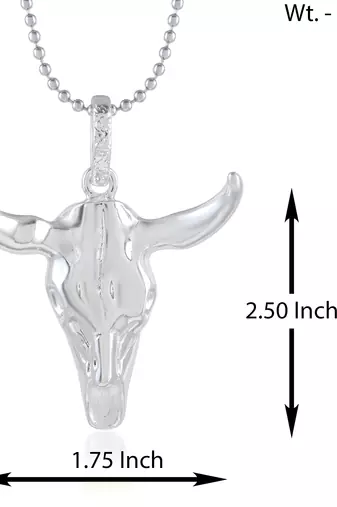 Brass silver plated bull head pendant men free size