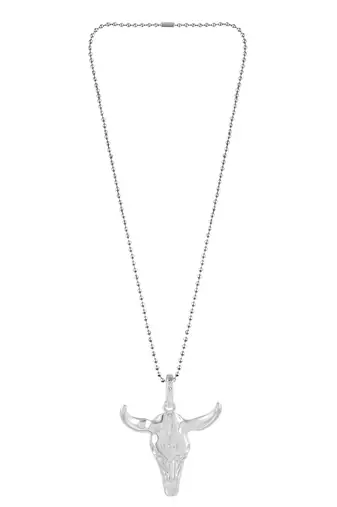 Brass silver plated bull head pendant men free size