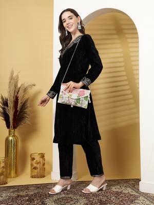 white & multi floral embellished cotton canvas sling bag 9