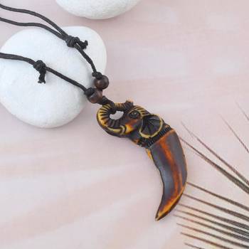 Polyresin elephant shaped horn pendant 1