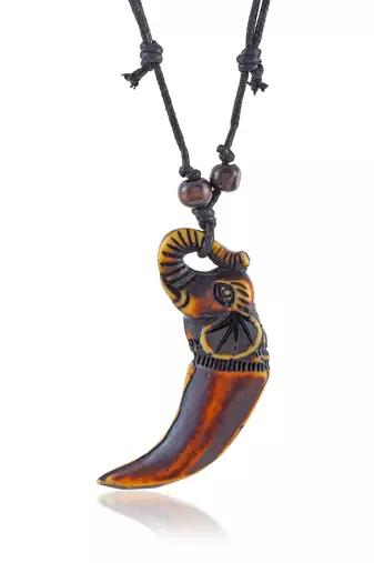 Polyresin elephant shaped horn pendant