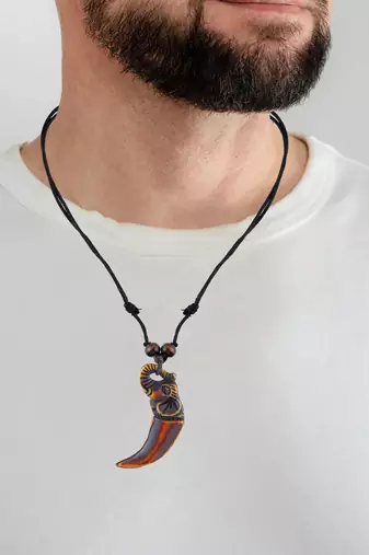 Polyresin elephant shaped horn pendant