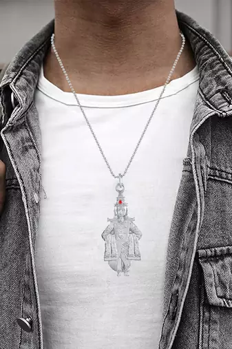 Silver plated ayyappa reversible pendant free size