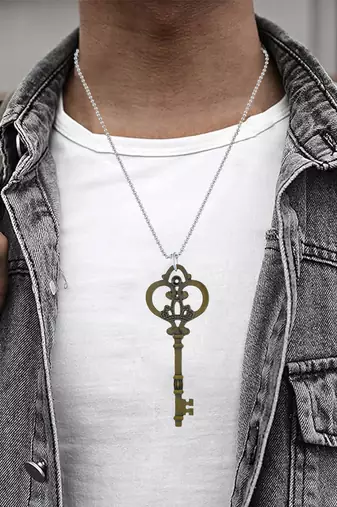 Brass grey coloured key shape pendant free size