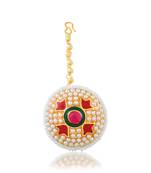 Brass gold meenakari pearl maang tikka