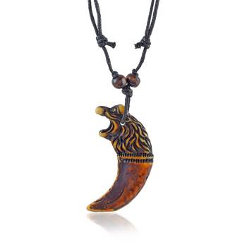 Polyresin wolf mouth horn shaped pendant 1
