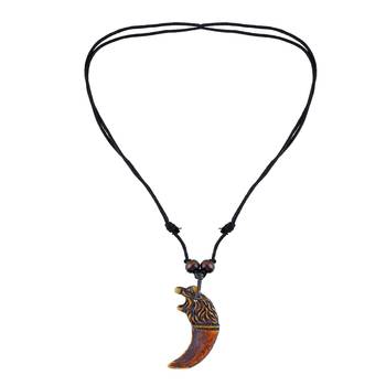 Polyresin wolf mouth horn shaped pendant 2