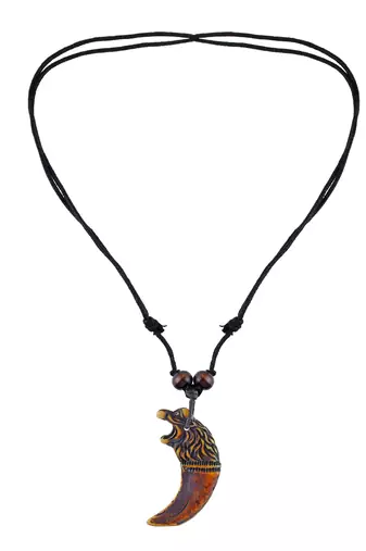 Polyresin wolf mouth horn shaped pendant