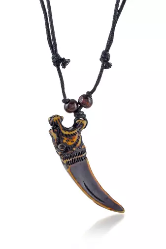 Polyresin tiger mouth horn pendant