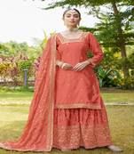 Beautiful Heavy Chinon Suit With Sequence Embroidered Work