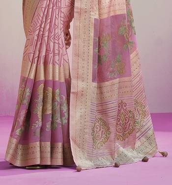 Baby pink poly viscose georgette geometric designer saree 4