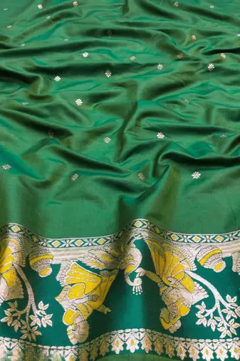 Lime woven art silk blend saree with blouse