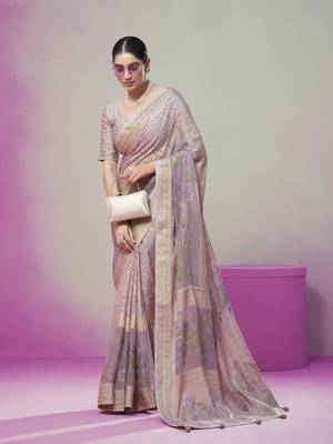 Lavender poly viscose georgette geometric designer saree 1
