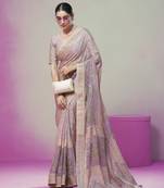 Lavender poly viscose georgette geometric designer saree