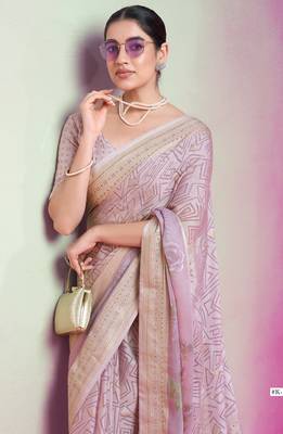 Lavender poly viscose georgette geometric designer saree 2