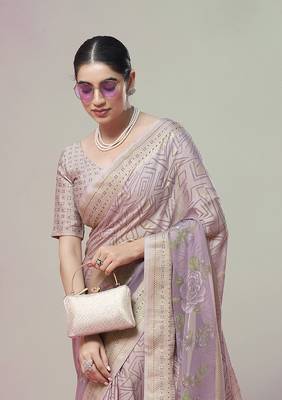 Lavender poly viscose georgette geometric designer saree 3